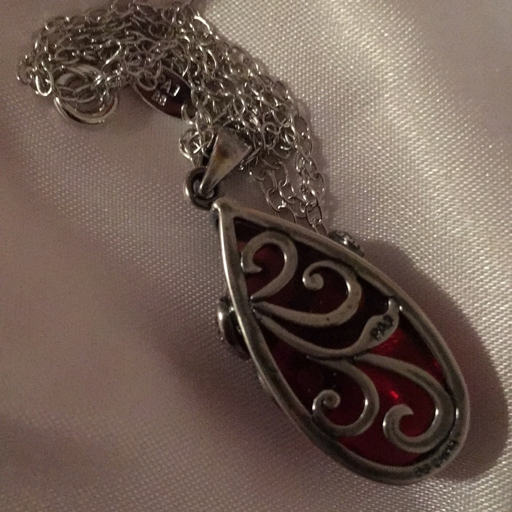 Sterling Silver Chain - Ruby Stone - image 3